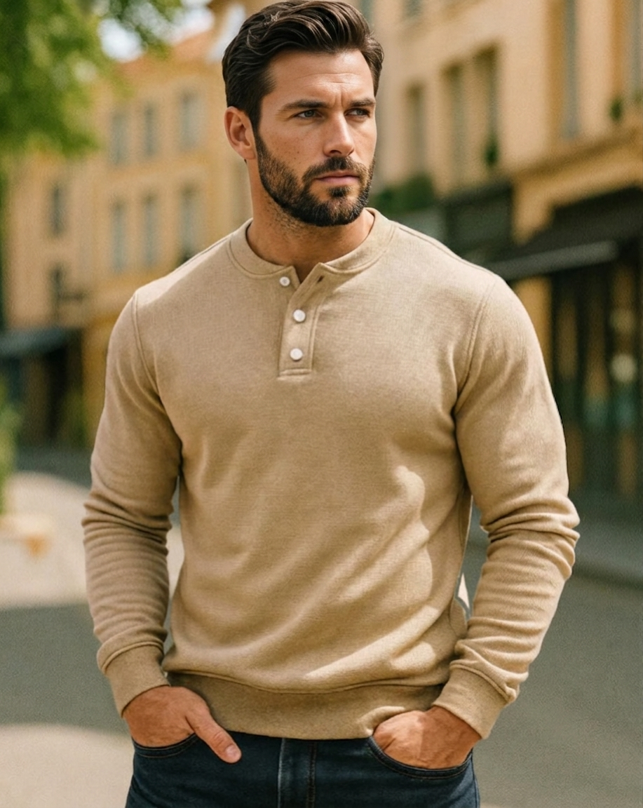 Waffle Henley Sweatshirt